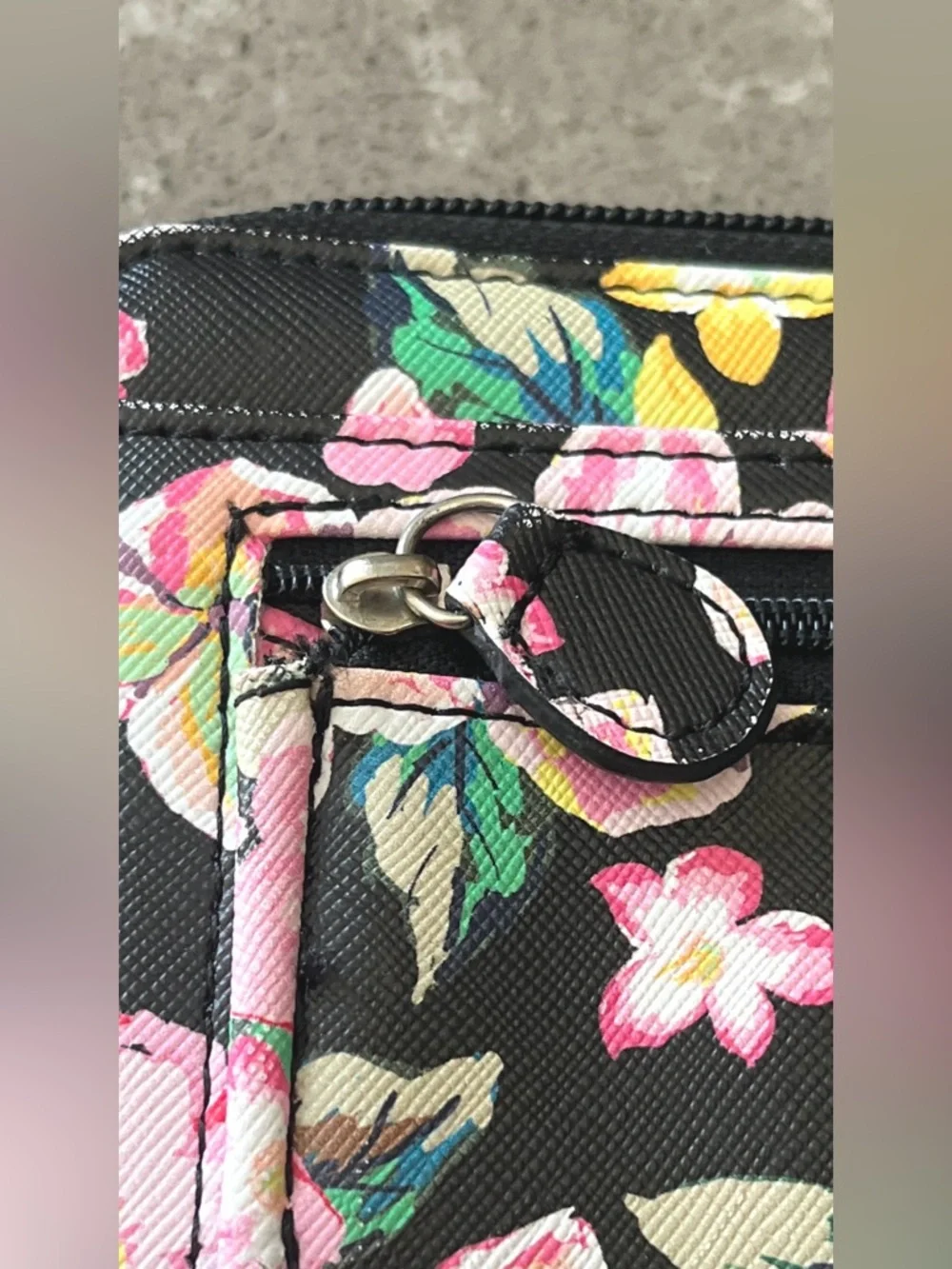 Floral Wristlet Clutch - Pink Floral on Black